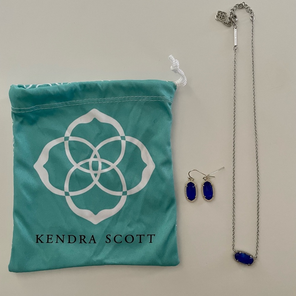 Kendra Scott Elle Drop Earrings And Necklace Cobalt Blu